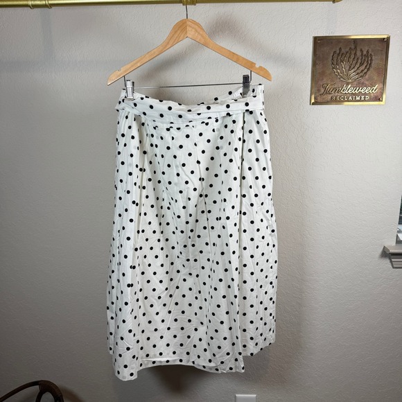 Talbots Plus Black Polka Dot White Midi Wrap Skirt Size 20W - Picture 7 of 9